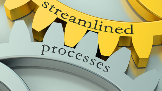 streamlined processes concept on the gearwheels